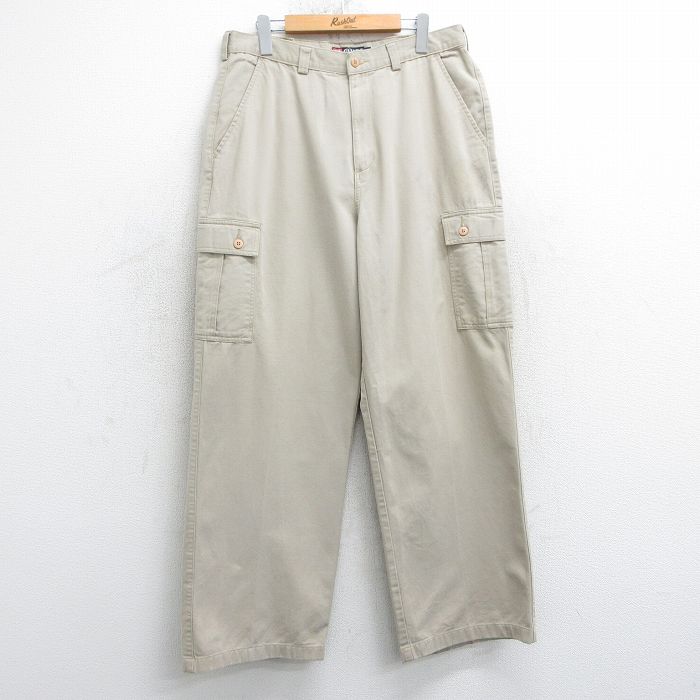 【50%OFF】W34★古着 ラルフローレン Ralph Lauren チャップス ブランド カーゴ パンツ メンズ 90年代 90s コットン ベージュ カーキ 25mar25 中古 ボトムス ロング
