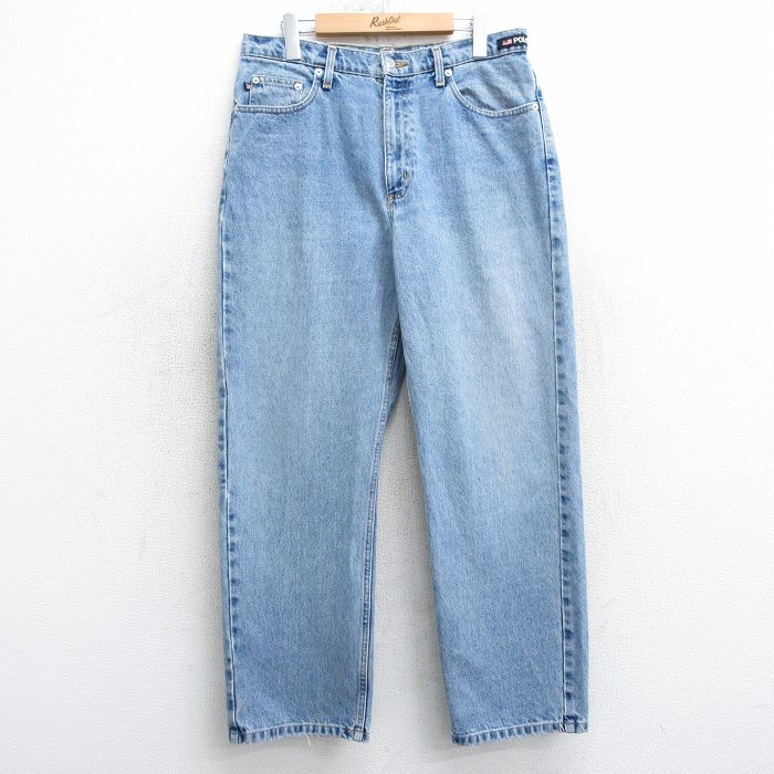 W34★古着 ラルフローレン Ralph Lauren ポロジーンズ ブランド ジーンズ メンズ コットン 紺 ネイビー デニム 25mar25 中古 ボトムス ジーパン Gパン ロング パンツ