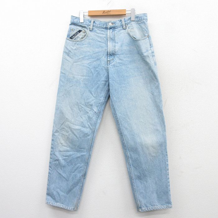 W34★古着 ノーティカ NAUTICA ブランド ジーンズ メンズ 90年代 90s コットン 薄紺 ネイビー デニム 25mar25 中古 ボトムス ジーパン Gパン ロング パンツ