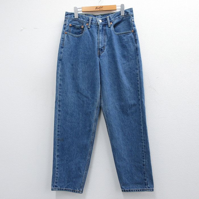 W32★古着 リーバイス Levis 560 ジーンズ メンズ コットン 紺 ネイビー デニム 25mar26 中古 ボトムス ジーパン Gパン ロング パンツ