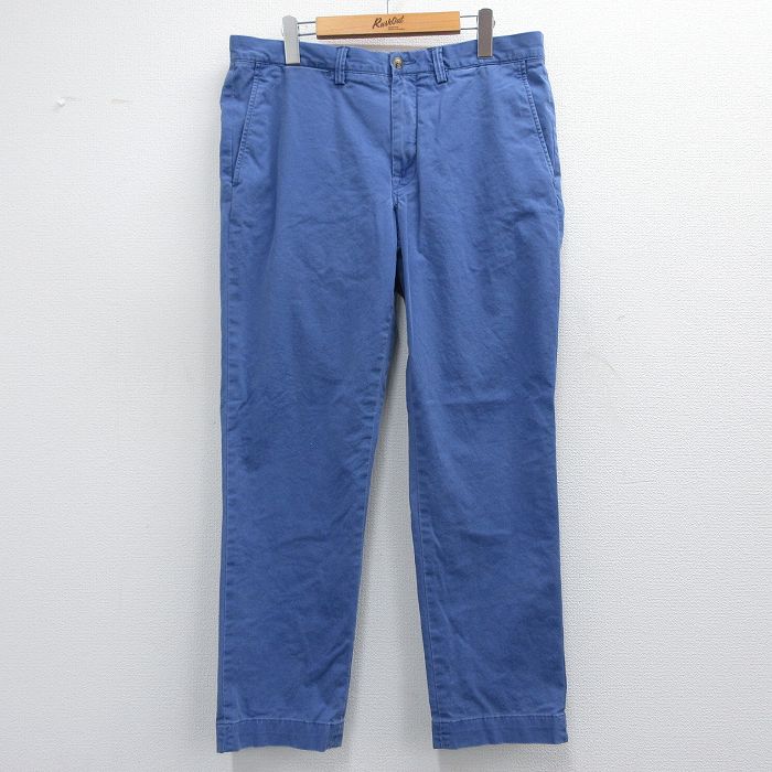 W35★古着 ラルフローレン Ralph Lauren ブランド パンツ メンズ ワンポイントロゴ 紺 ネイビー 25mar26 中古 ボトムス ロング