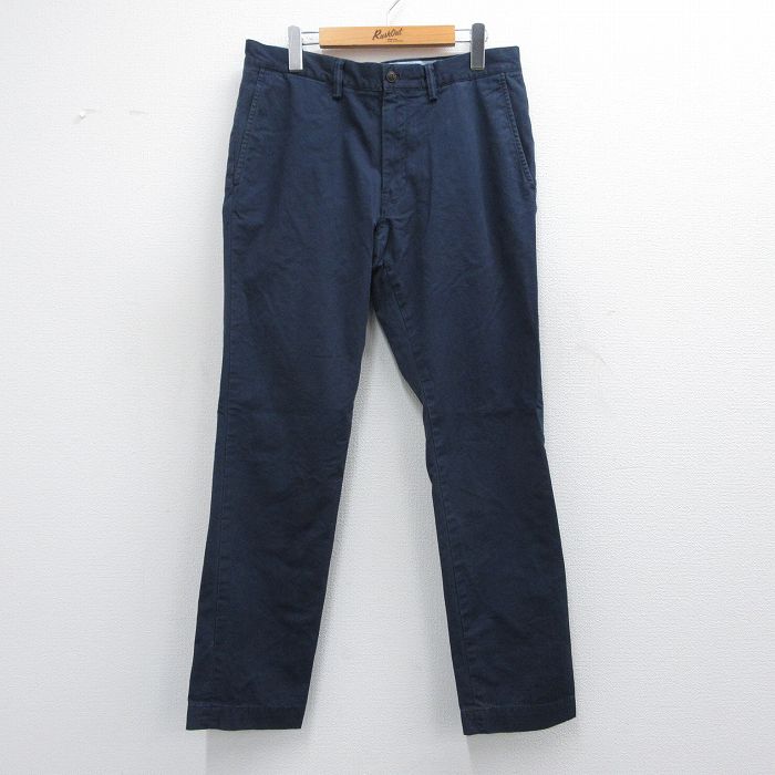 W34★古着 ラルフローレン Ralph Lauren ブランド パンツ メンズ ワンポイントロゴ 紺 ネイビー 25mar26 中古 ボトムス ロング
