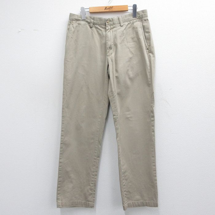 W32★古着 ラルフローレン Ralph Lauren ブランド チノ パンツ チノパン メンズ コットン ベージュ カーキ 25mar26 中古 ボトムス ロング