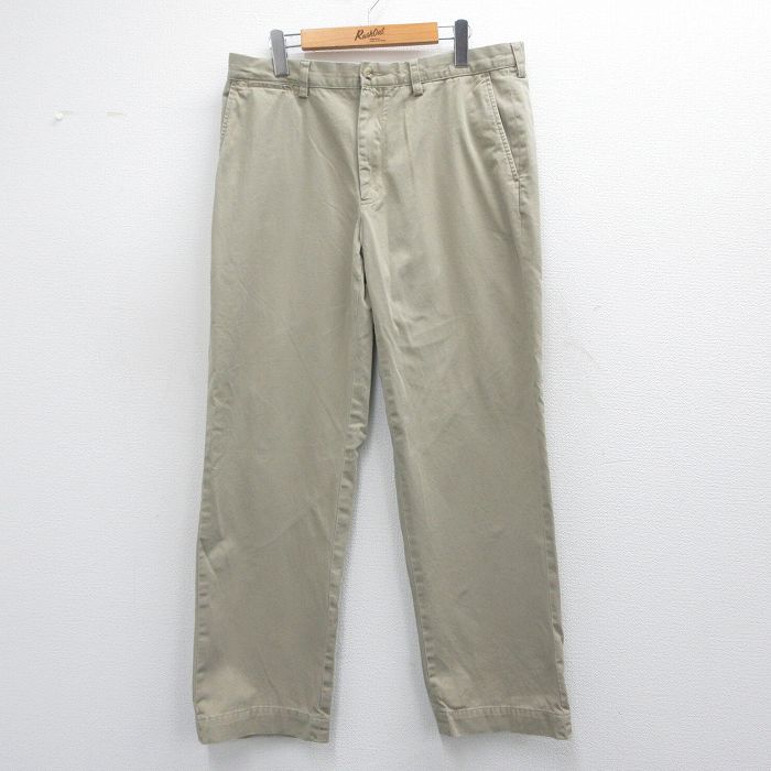 W35★古着 ラルフローレン Ralph Lauren ブランド チノ パンツ チノパン メンズ 90年代 90s PRESTON コットン 薄ベージュ カーキ 25mar26 中古 ボトムス ロング