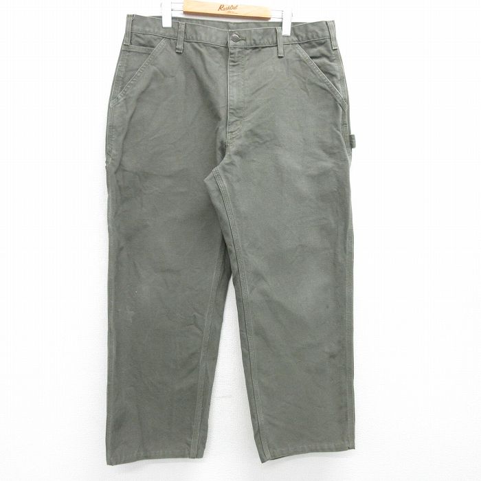 W38★古着 カーハート Carhartt ペインター パンツ メンズ コットン 緑系 グリーン 25mar26 中古 ボトムス ロング