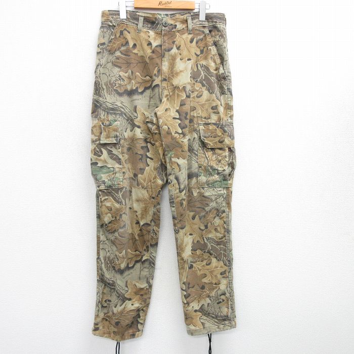 【50%OFF】W35★古着 ハンティング カーゴ パンツ メンズ 90年代 90s USA製 茶他 ブラウン 迷彩 25mar26 中古 ボトムス ロング