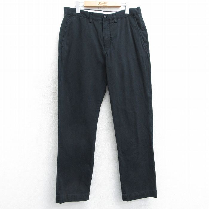 W34★古着 ラルフローレン Ralph Lauren ブランド チノ パンツ チノパン メンズ ワンポイントロゴ コットン 黒 ブラック 25mar26 中古 ボトムス ロング