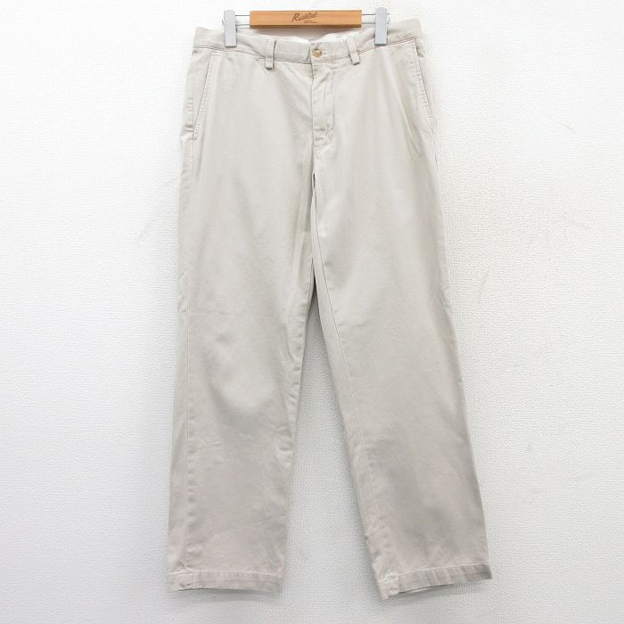 W32★古着ラルフローレン ブランド パンツ メンズ コットン 薄ベージュ カーキ 25mar26 中古 ボトムス ロング