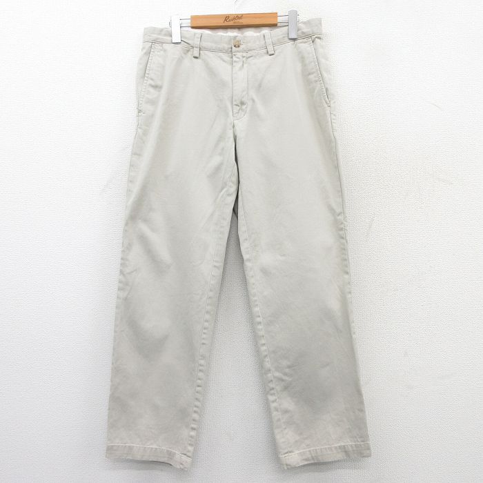 W32★古着ラルフローレン ブランド パンツ メンズ コットン 薄ベージュ カーキ 25mar26 中古 ボトムス ロング
