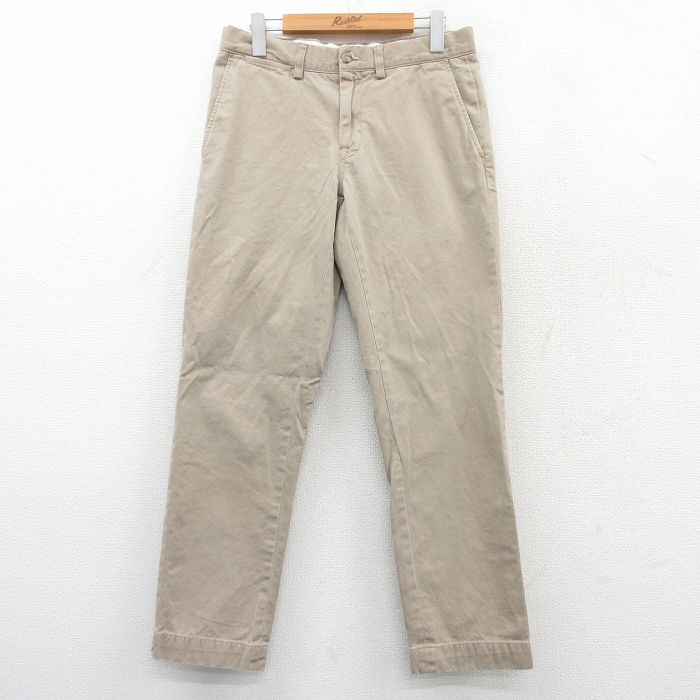 W30★古着ラルフローレン ブランド パンツ メンズ コットン ベージュ カーキ 25mar26 中古 ボトムス ロング