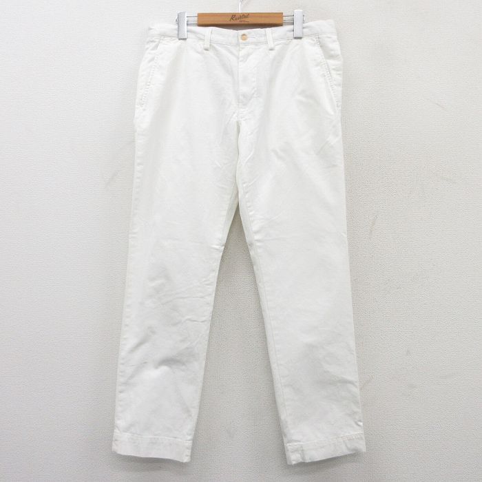 W35★古着ラルフローレン ブランド パンツ メンズ 白 ホワイト 25mar26 中古 ボトムス ロング