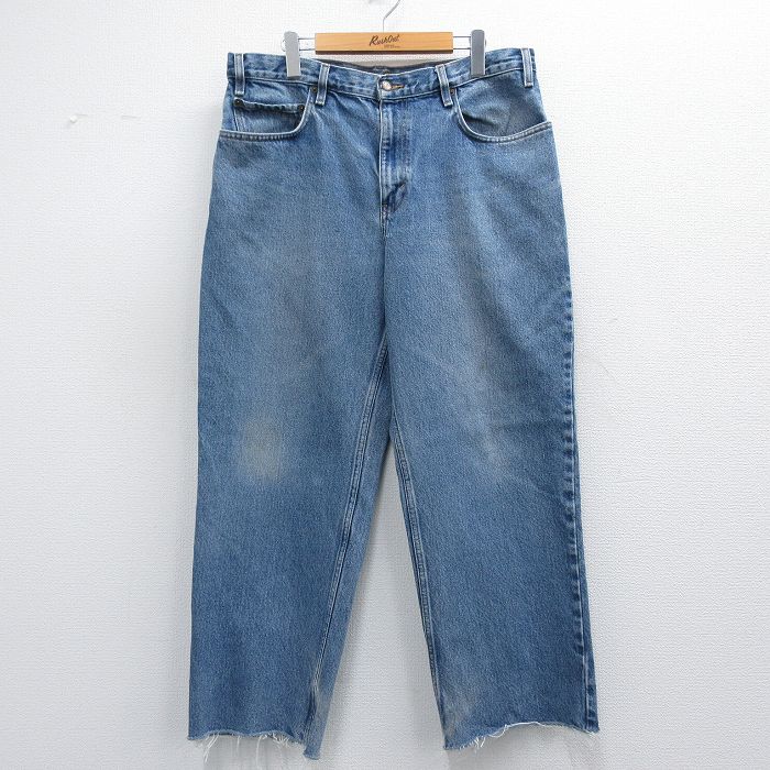 W36★古着 エディーバウアー ジーンズ メンズ コットン 紺 ネイビー デニム 25mar27 中古 ボトムス ジーパン Gパン ロング パンツ