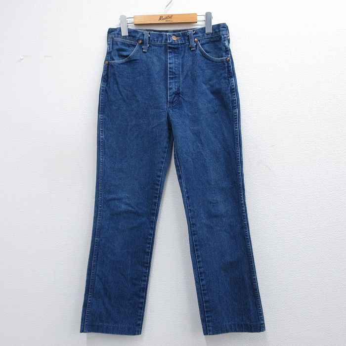 W32★古着 ラングラー Wrangler ジーンズ メンズ 90年代 90s コットン USA製 紺 ネイビー デニム 25mar27 中古 ボトムス ジーパン Gパン ロング パンツ