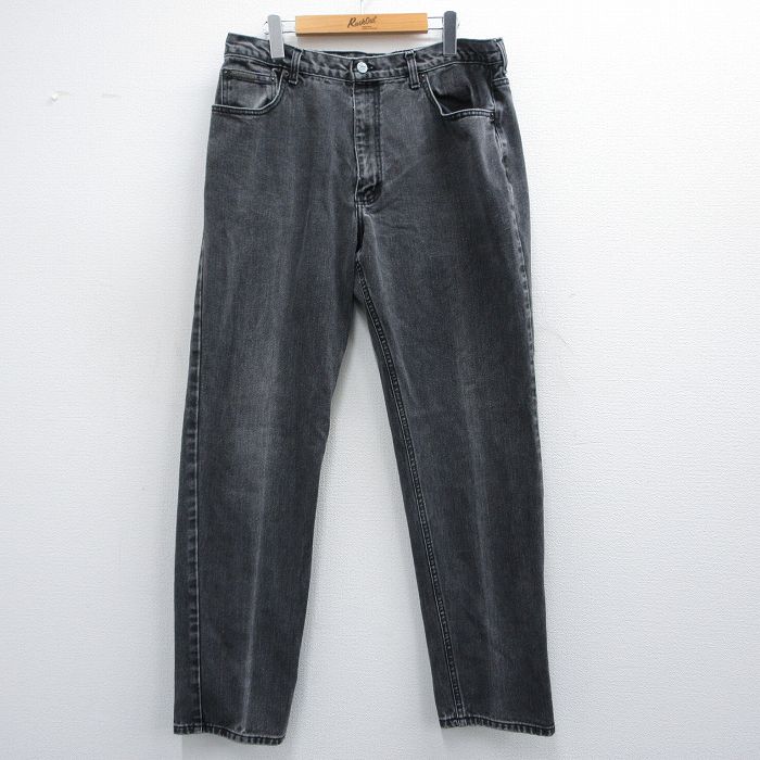 W37★古着 カルバンクライン Calvin Klein ジーンズ メンズ 90年代 90s コットン USA製 黒 ブラック デニム 【spe】 25mar27 中古 ボトムス ジーパン Gパン ロング パンツ