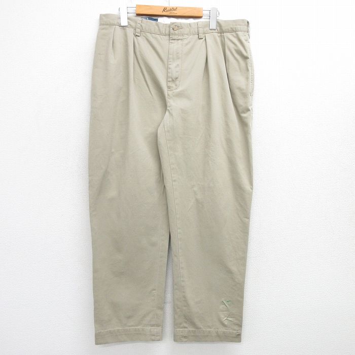 W37★古着 ラルフローレン Ralph Lauren ブランド チノ パンツ チノパン メンズ 90年代 90s コットン 薄ベージュ カーキ 25mar27 中古 ボトムス ロング