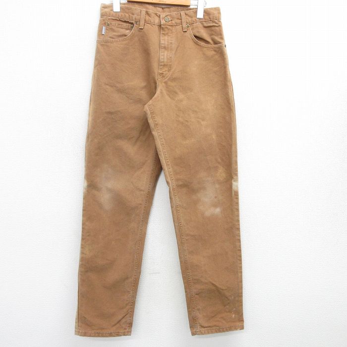 W31★古着 カーハート Carhartt パンツ メンズ 90年代 90s ダック地 コットン USA製 茶 ブラウン 【spe】 25mar27 中古 ボトムス ロング