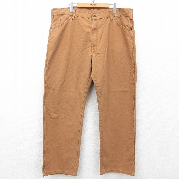 W40★古着 ディッキーズ Dickies パンツ メンズ ダック地 コットン 濃ベージュ カーキ 25mar27 中古 ボトムス ロング