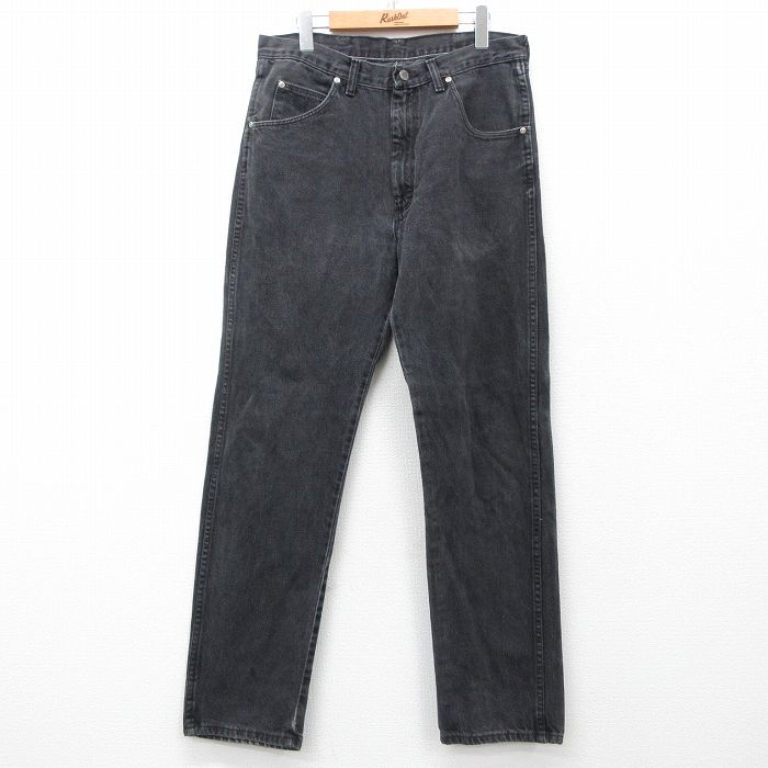 【50%OFF】W33★古着 ラングラー Wrangler ジーンズ メンズ 黒 ブラック デニム 25mar27 中古 ボトムス ジーパン Gパン ロング パンツ