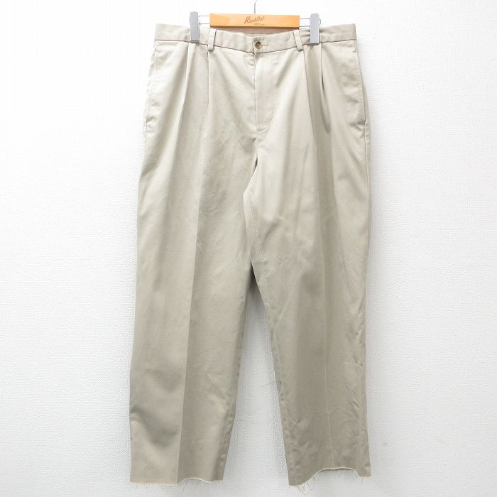 W35★古着 ブルックスブラザーズ BROOKS BROTHERS ブランド パンツ メンズ 00年代 00s コットン ベージュ カーキ 25mar27 中古 ボトムス ロング