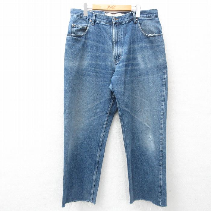 W36★古着 アリゾナジーンズ ジーンズ メンズ 00年代 00s ヒゲ コットン 紺 ネイビー デニム 25mar27 中古 ボトムス ジーパン Gパン ロング パンツ