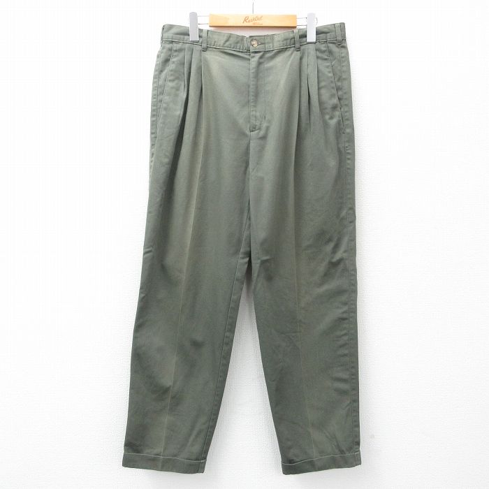 W34★古着 HAGGAR パンツ メンズ 90年代 90s コットン 緑 グリーン 25mar27 中古 ボトムス ロング