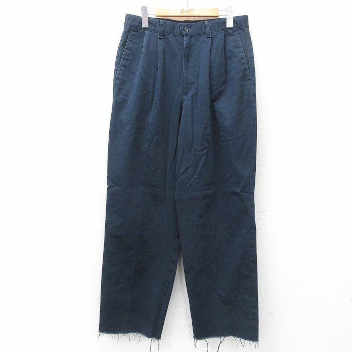 W31★古着 ドッカーズ パンツ メンズ コットン 濃紺 ネイビー 25mar27 中古 ボトムス ロング