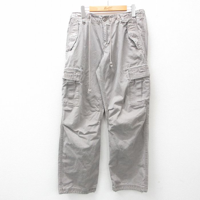 W31★古着 カーゴ パンツ メンズ コットン グレー 25mar27 中古 ボトムス ロング
