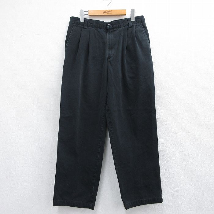 W32★古着 ドッカーズ パンツ メンズ コットン 黒 ブラック 25mar29 中古 ボトムス ロング