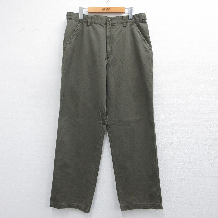 W34★古着 バンヒューセン パンツ メンズ コットン 薄緑 グリーン 25mar29 中古 ボトムス ロング