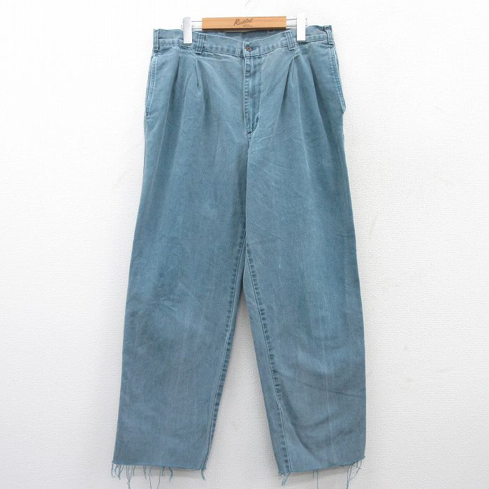 W34★古着 ドッカーズ パンツ メンズ 90年代 90s USA製 薄紺 ネイビー 25mar28 中古 ボトムス ロング