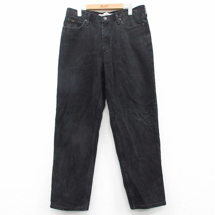 W34★古着 リー Lee ジーンズ メンズ コットン 黒 ブラック デニム 25mar28 中古 ボトムス ジーパン Gパン ロング パンツ