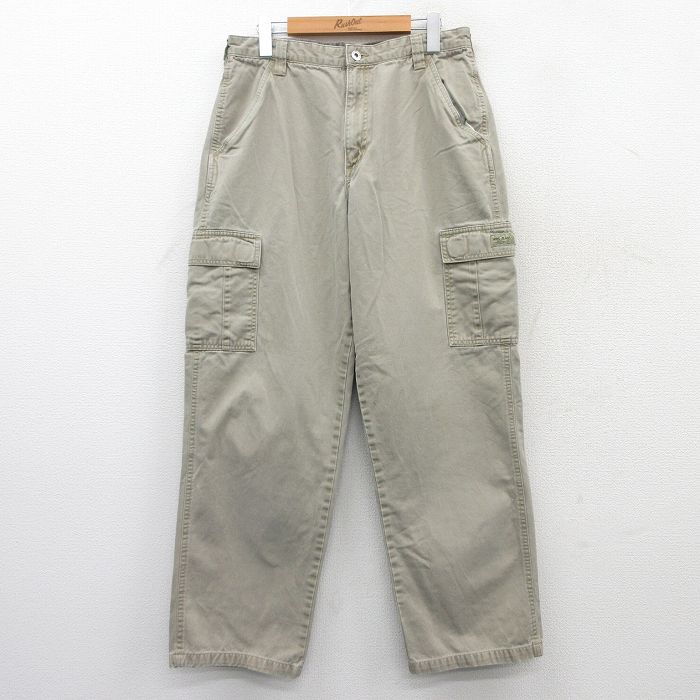 W31★古着 ラングラー Wrangler カーゴ パンツ メンズ ベージュ カーキ 25mar28 中古 ボトムス ロング