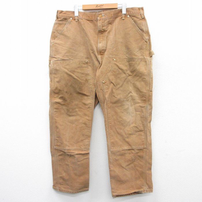 W39★古着 カーハート Carhartt ペインター パンツ メンズ 90年代 90s ダック地 ダブルニー コットン USA製 茶 ブラウン 【spe】 25mar28 中古 ボトムス ロング