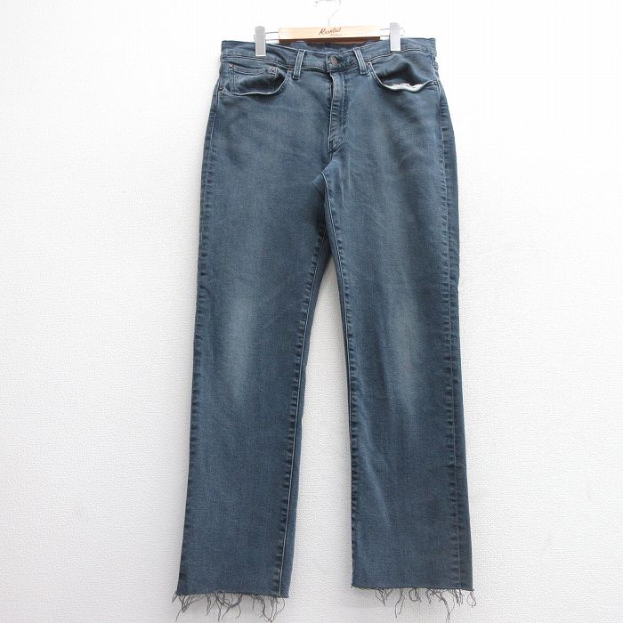 W34★古着 リーバイス Levis 514 ジーンズ メンズ 紺 ネイビー デニム 25mar28 中古 ボトムス ジーパン Gパン ロング パンツ