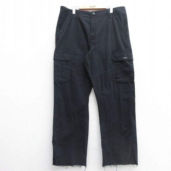 W39★古着 ラングラー Wrangler カーゴ パンツ メンズ 黒 ブラック 25mar28 中古 ボトムス ロング