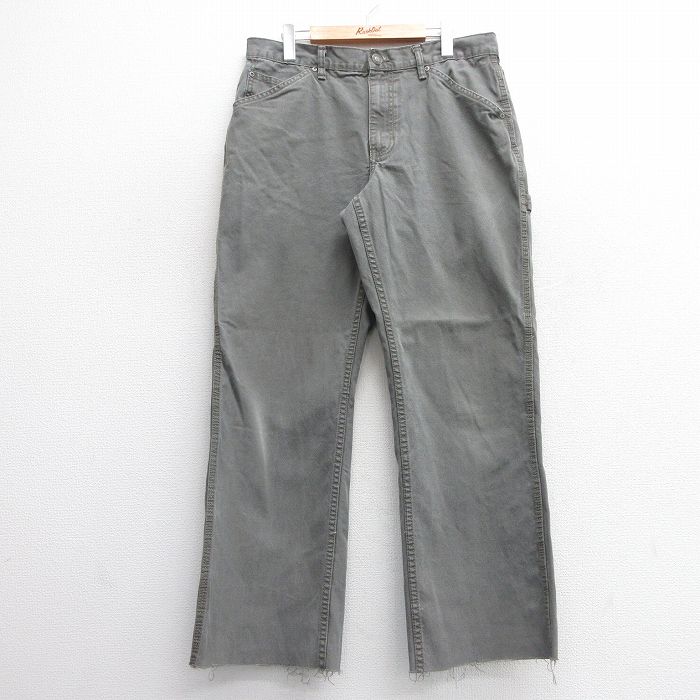 W34★古着 ペインター パンツ メンズ ダック地 コットン グレー 25mar28 中古 ボトムス ロング