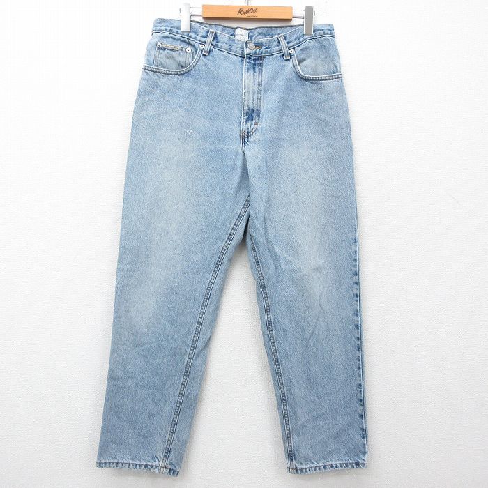 W34★古着 カルバンクライン Calvin Klein ブランド ジーンズ メンズ 90年代 90s コットン USA製 紺 ネイビー デニム 25mar28 中古 ボトムス ジーパン Gパン ロング パンツ