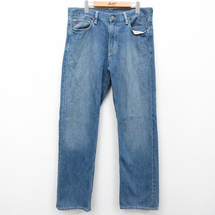 W35★古着 ラルフローレン Ralph Lauren ブランド ジーンズ メンズ コットン 紺 ネイビー デニム 25mar28 中古 ボトムス ジーパン Gパン ロング パンツ