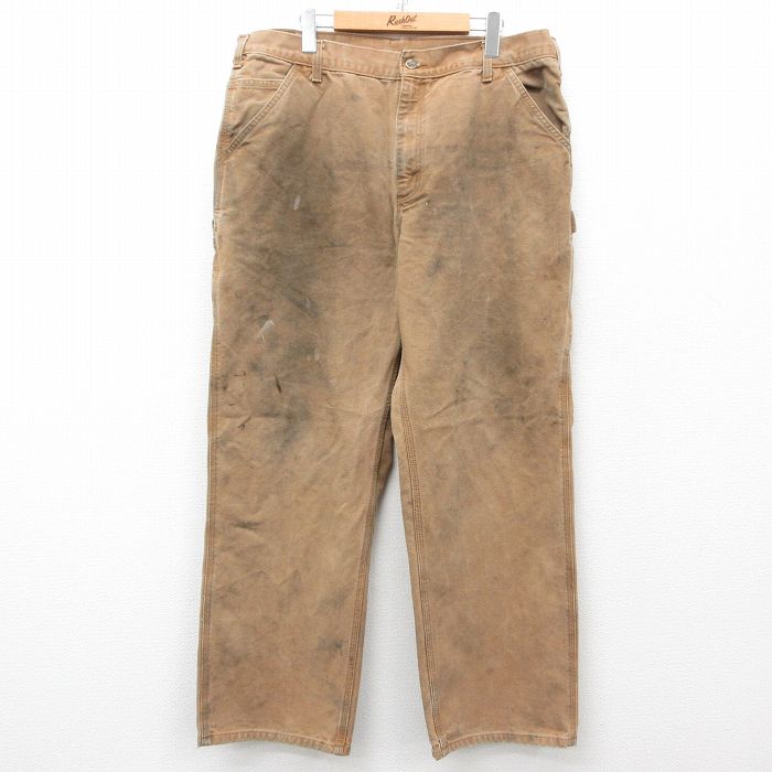W38★古着 カーハート Carhartt ペインター パンツ メンズ ダック地 茶 ブラウン 【spe】 25mar28 中古 ボトムス ロング