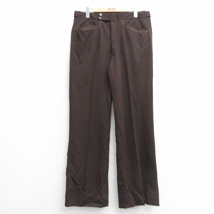 W34★古着 パンツ メンズ 80年代 80s タロン 茶 ブラウン 25mar28 中古 ボトムス ロング