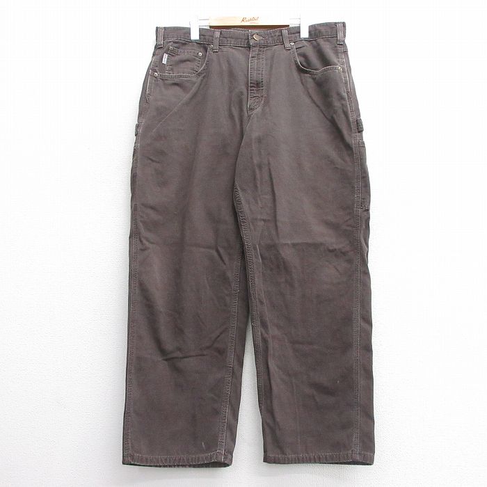 W38★古着 カーハート Carhartt ペインター パンツ メンズ ダック地 コットン 茶系 ブラウン 25mar28 中古 ボトムス ロング