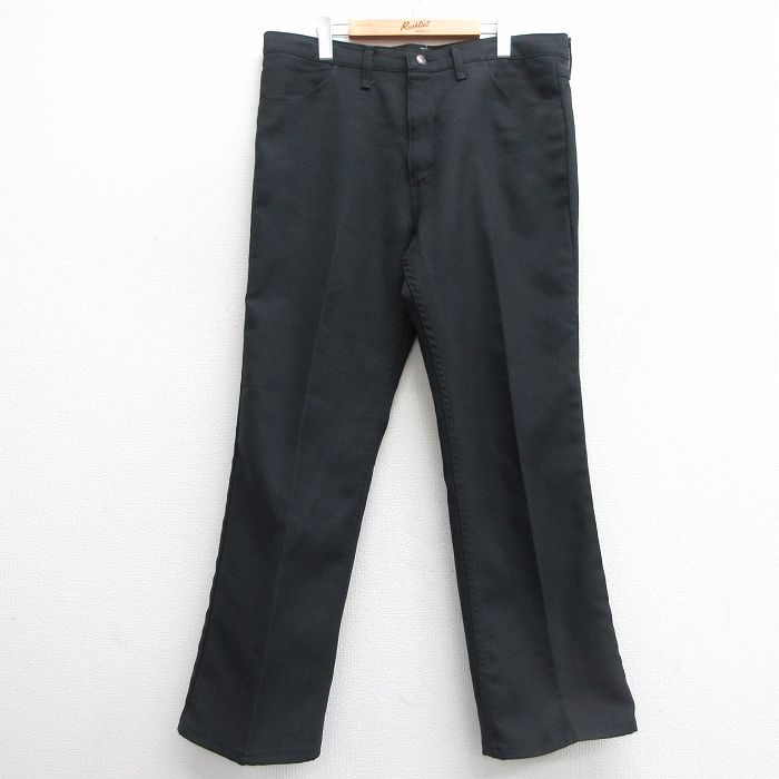W38★古着 ラングラー Wrangler ランチャー パンツ メンズ 90年代 90s USA製 黒 ブラック 25mar28 中古 ボトムス ロング
