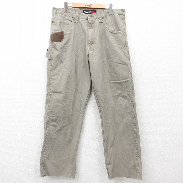 W36★古着 ラングラー Wrangler ペインター パンツ メンズ リップストップ コットン ベージュ カーキ 25mar28 中古 ボトムス ロング
