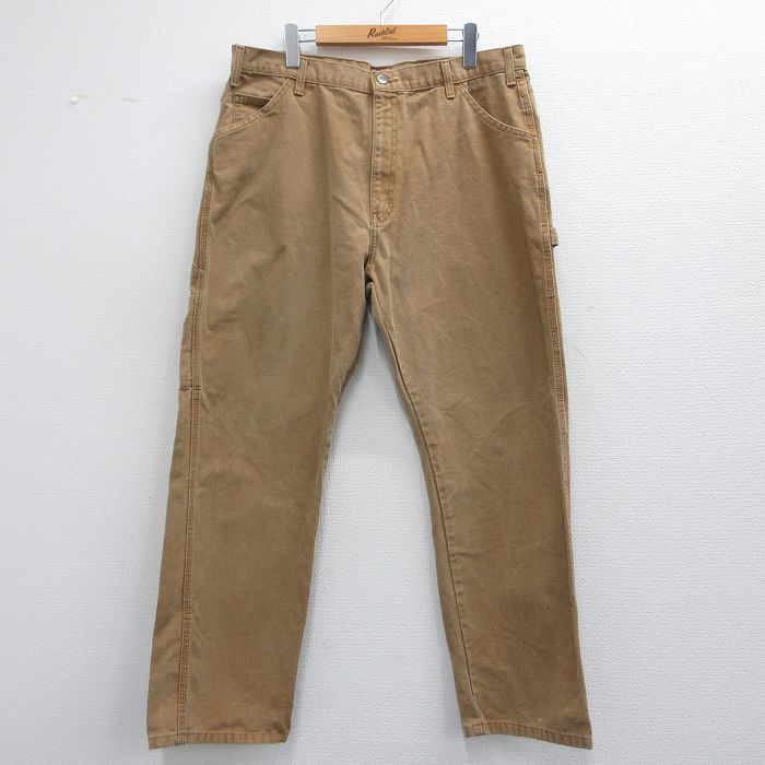 W38★古着 ディッキーズ Dickies ペインター パンツ メンズ ダック地 茶 ブラウン 【spe】 25mar29 中古 ボトムス ロング