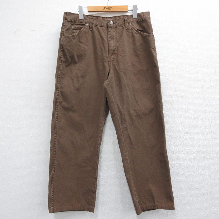 W35★古着 ディッキーズ Dickies パンツ メンズ ダック地 コットン 濃茶 ブラウン 25mar29 中古 ボトムス ロング