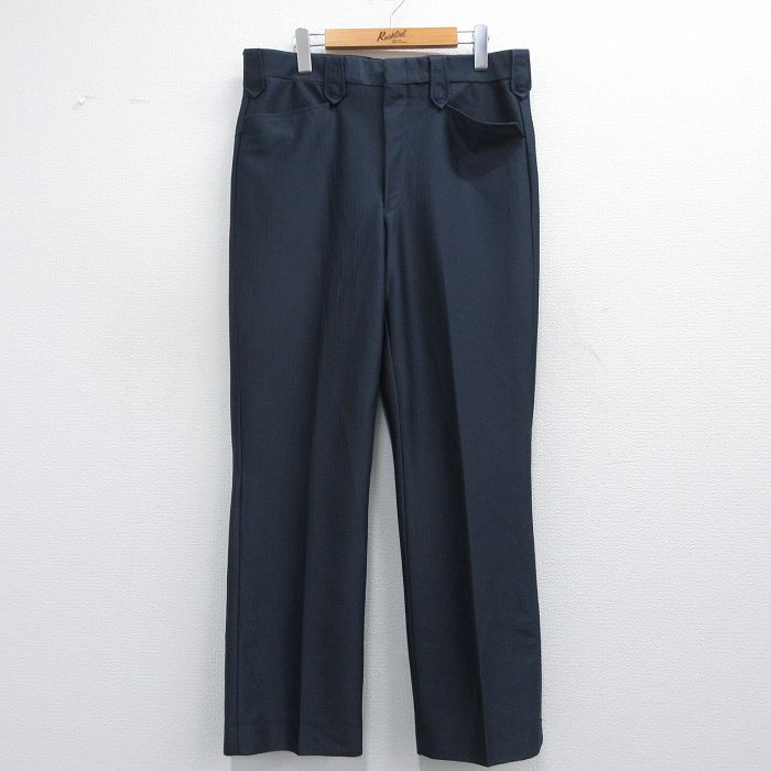【50%OFF】W36★古着 スラックス パンツ メンズ 80年代 80s USA製 タロン 紺 ネイビー 25mar29 中古 ボトムス ロング