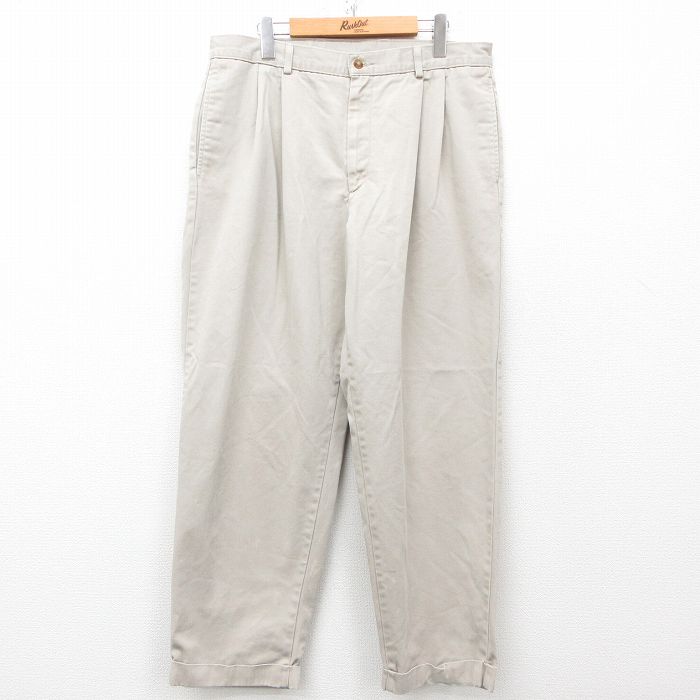 【50%OFF】W35★古着 FARAH チノ パンツ チノパン メンズ コットン 薄ベージュ カーキ 25mar29 中古 ボトムス ロング