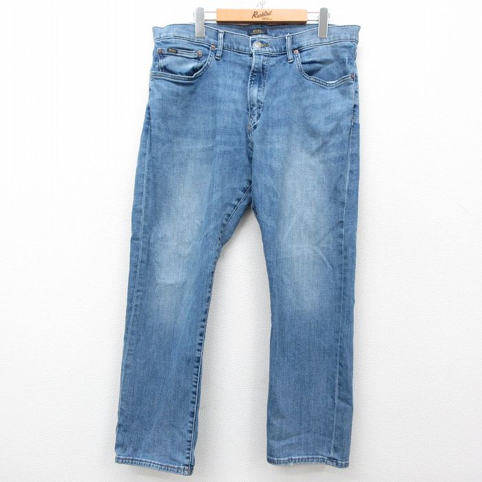 W37★古着 ラルフローレン Ralph Lauren ブランド ジーンズ メンズ ヒゲ 紺 ネイビー デニム 【spe】 25mar29 中古 ボトムス ジーパン Gパン ロング パンツ