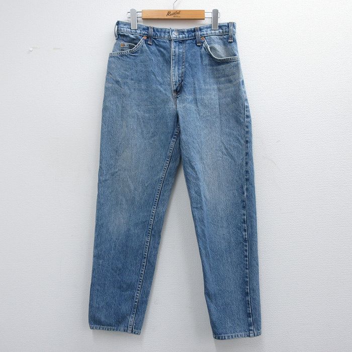 W32★古着 リーバイス Levis ジーンズ メンズ ヒゲ 紺 ネイビー デニム 25mar29 中古 ボトムス ジーパン Gパン ロング パンツ