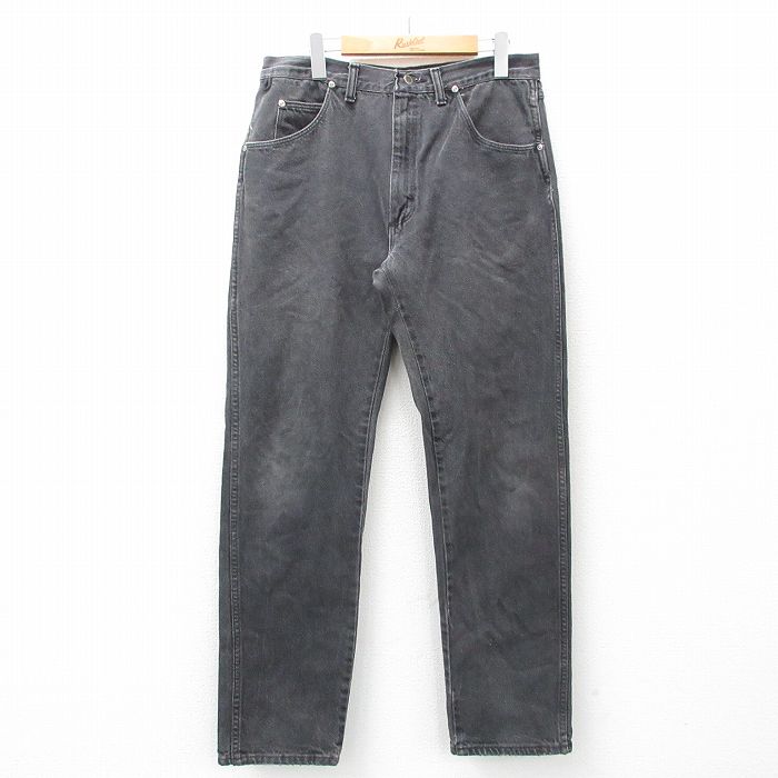 W33★古着 ラングラー Wrangler ジーンズ メンズ 90年代 90s コットン USA製 黒 ブラック デニム 25mar31 中古 ボトムス ジーパン Gパン ロング パンツ